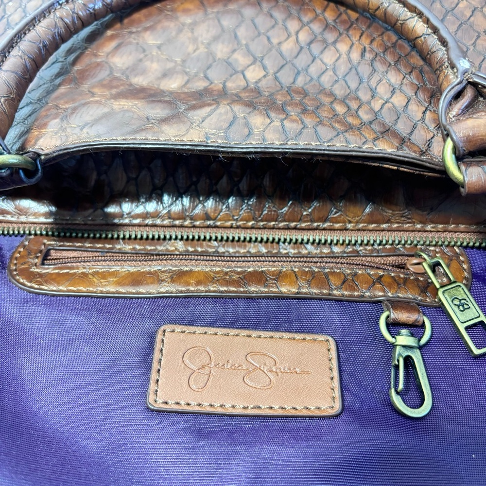 Jessica Simpson Vintage‎  Leather Brown & Purple Bag, Shoulder Bag - Picture 7 of 16